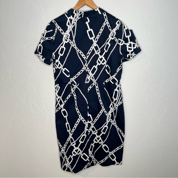 Lennie for Nina Leonard Cotton-Blend Chain-Print Nautical Dress. Size 16. - Picture 4 of 16